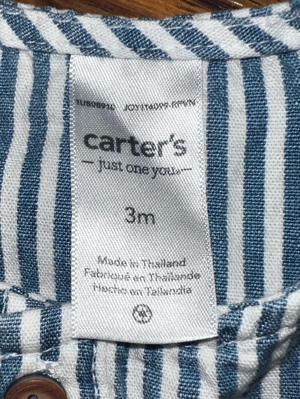 Carter's Just One You® Baby Boys' Striped Chambray Bubble Romper - 3M - NWT